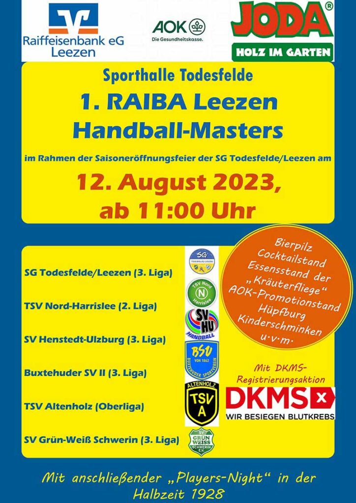 Handball-Masters Plakat. © 2023 SG Todesfelde-Leezen