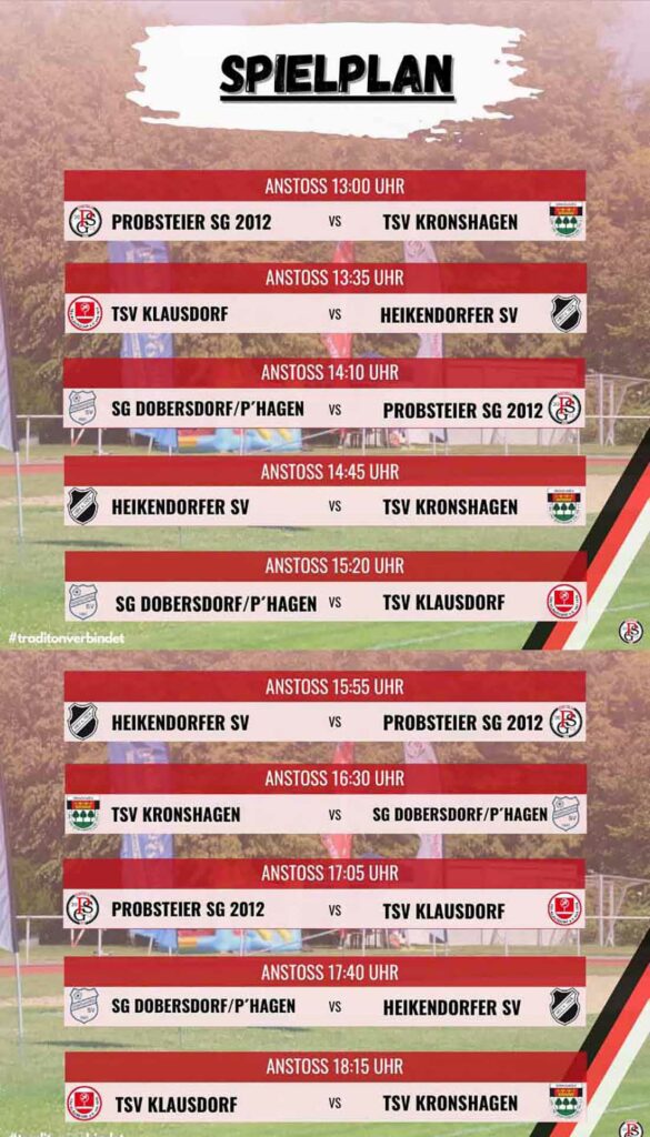 Probsteier SG Sommerturnier 2024 Spielplan. © 2024 Probsteier SG