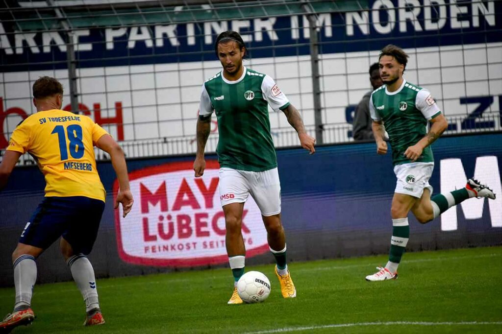 Felix Drinkuth (VfB Lübeck) hatte auch einen Treffer auf dem Fuß. © 2024 Olaf Wegerich