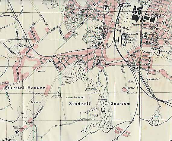 Der Große Exerzierplatz im Stadtplan von 1910. @ Stadt Kiel