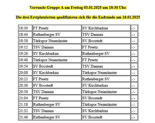 HKM KFV Holstein Vorrunde Gruppe A. © 2024 hkmliga.de.tl