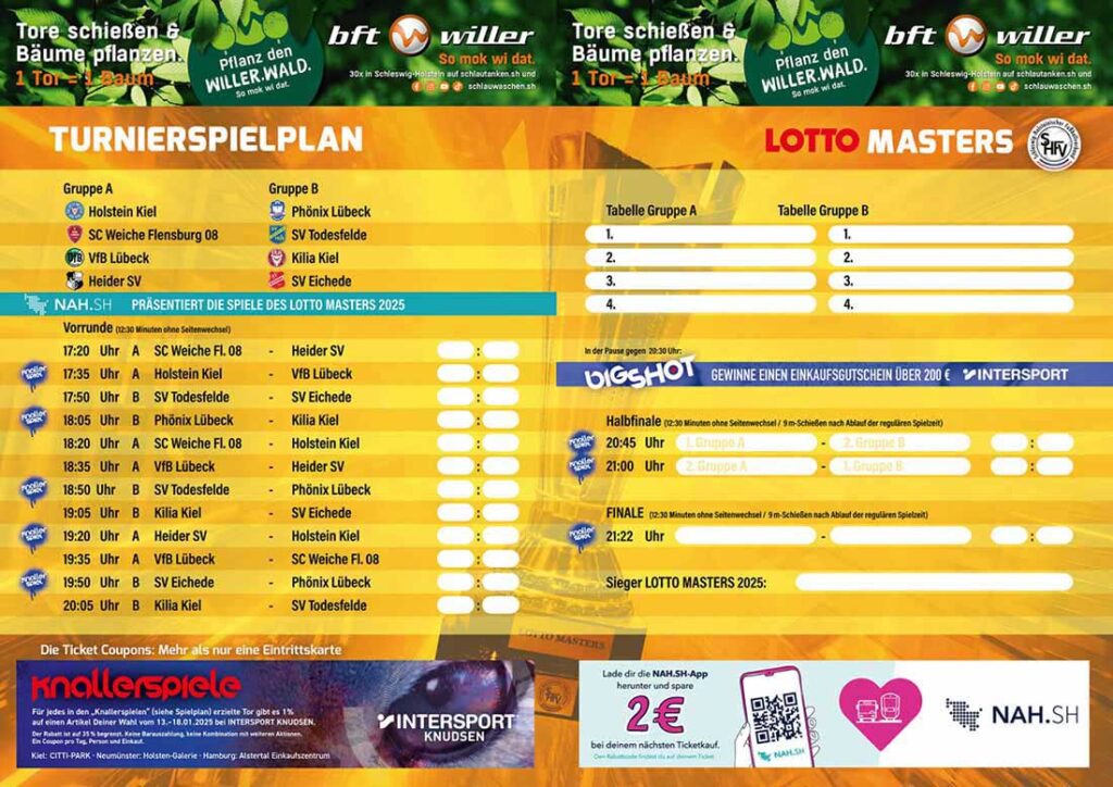 LOTTO MASTERS 2025 Spielplan. © 2024 SHFV