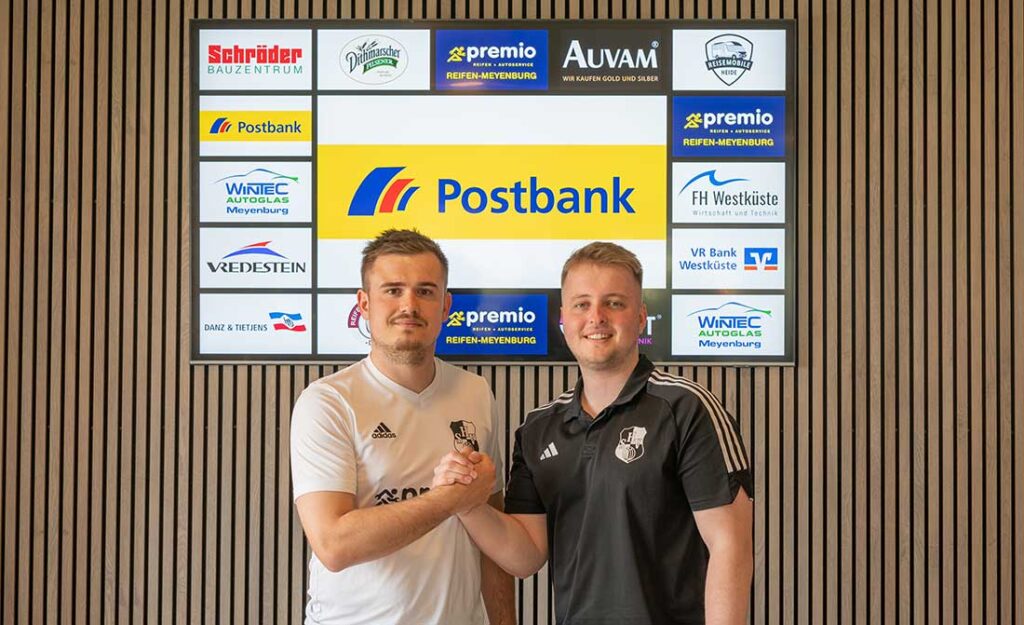 Fabian Arndt (li.) und Hannes Nissen (Geschäftsführer Heider SV Liga GmbH. © 2025 Volker Schlichting