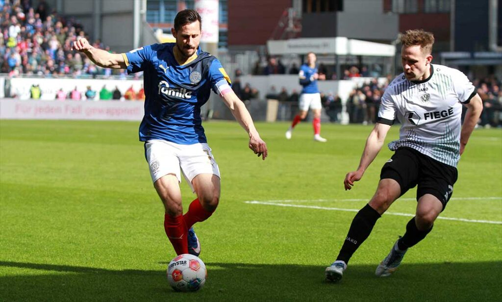 Steven Skrzybski (Holstein Kiel) im Spiel gegen Preußen Münster. © 2026 Ismail Yesilyurt