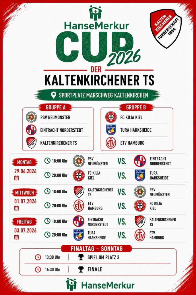 Der Spielplan zum Hanse-Merkur-Cup 2026 © Foto Verein