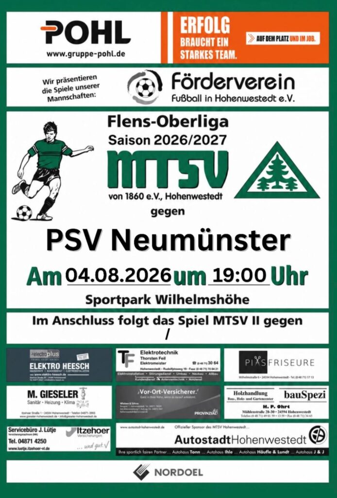 Der MTSV erwartet den PSV. © 2026 Foto Verein